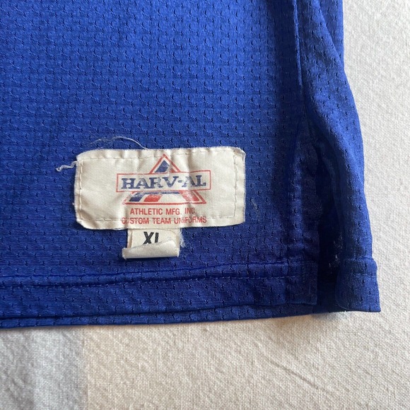 Harv-al tag Edison Baseball jersey size XL extra large Blue Yellow #14 Clean VTG - Picture 7 of 12